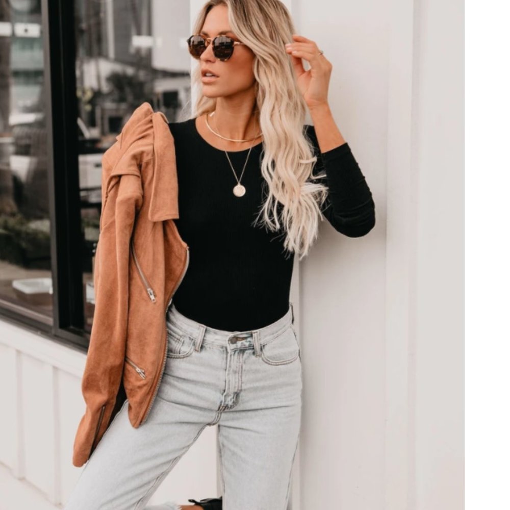 MAJA Ribbed Long Sleeve Black Top